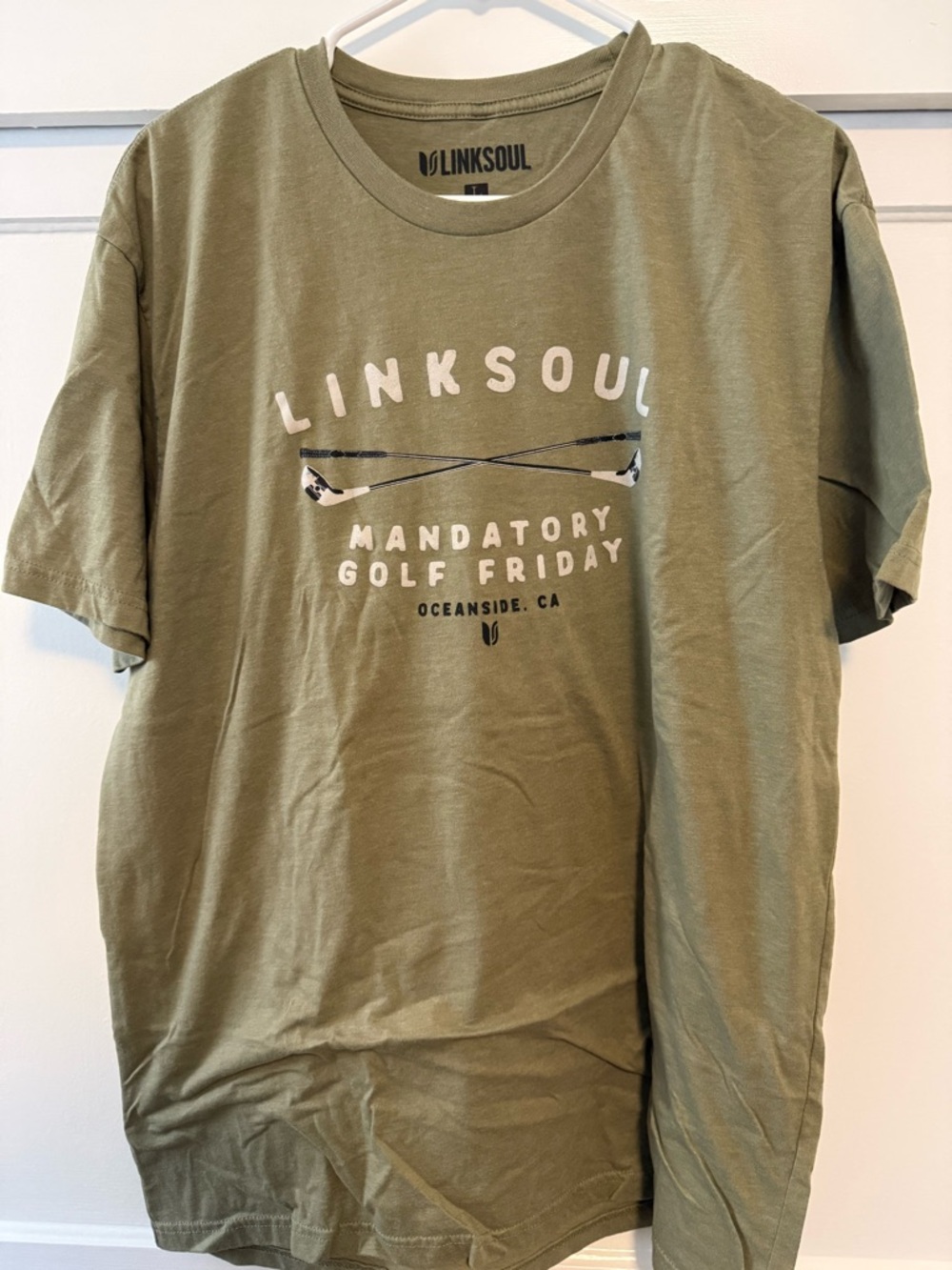 Linksoul Olive Green Short Sleeve Tee with Golf Graphic